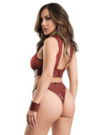 BDSM Kelepçeli Bordo Fantezi Kıyafeti - Görsel 4