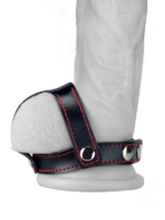Bondage Fetish T-Style Leather Cockring With Ball Divider - Görsel 3