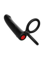 Çift Penis Halkalı Titreşimli Prostat Masaj Aleti ve Dildo Vibratör - Geciktirici Etkili & Testis Uyarıcı Esnek Silikon Anal Plug - Görsel 2