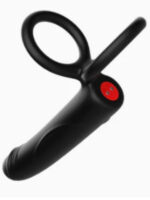 Çift Penis Halkalı Titreşimli Prostat Masaj Aleti ve Dildo Vibratör - Geciktirici Etkili & Testis Uyarıcı Esnek Silikon Anal Plug - Görsel 4
