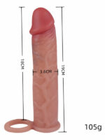 Realistik Penis Kılıfı 19 cm | Esnek Silikon Uzatıcı ve Kalınlaştırıcı Kılıf | Testis Halkalı - Görsel 2