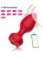 Telefon Kontrollü Full Covered Rubber Rose Anal Plug – Siyah - Görsel 5