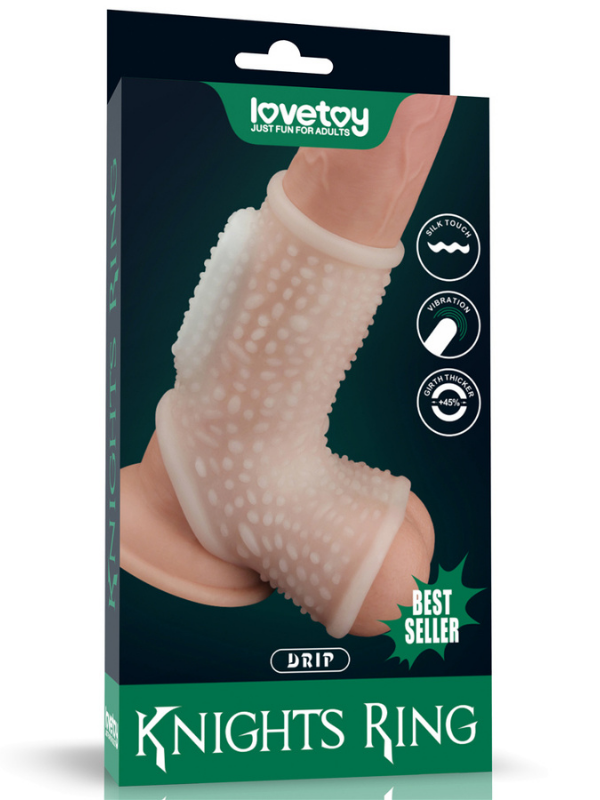 censan-vibrating-drip-knights-ring-with-scrotum-sleeve-beyaz-1115276-1 Vibrating Drip Knights Ring with Scrotum Sleeve (Beyaz) - Görsel 1