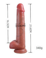 Gerçekçi Vakum Tabanlı Silikon Dildo - 21,6cm - Görsel 2